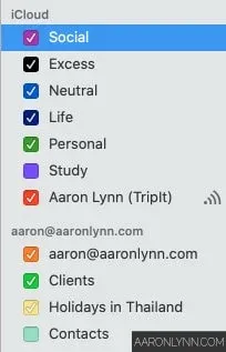 Aaron Lynn's Calendar List