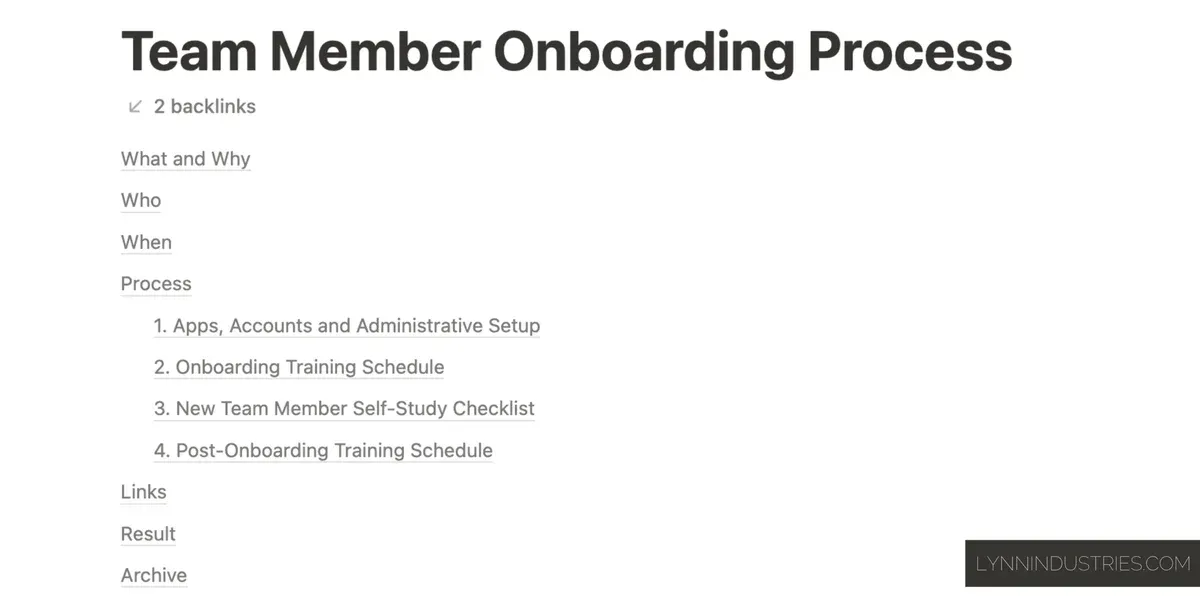 Team Onboarding Process in Notion
