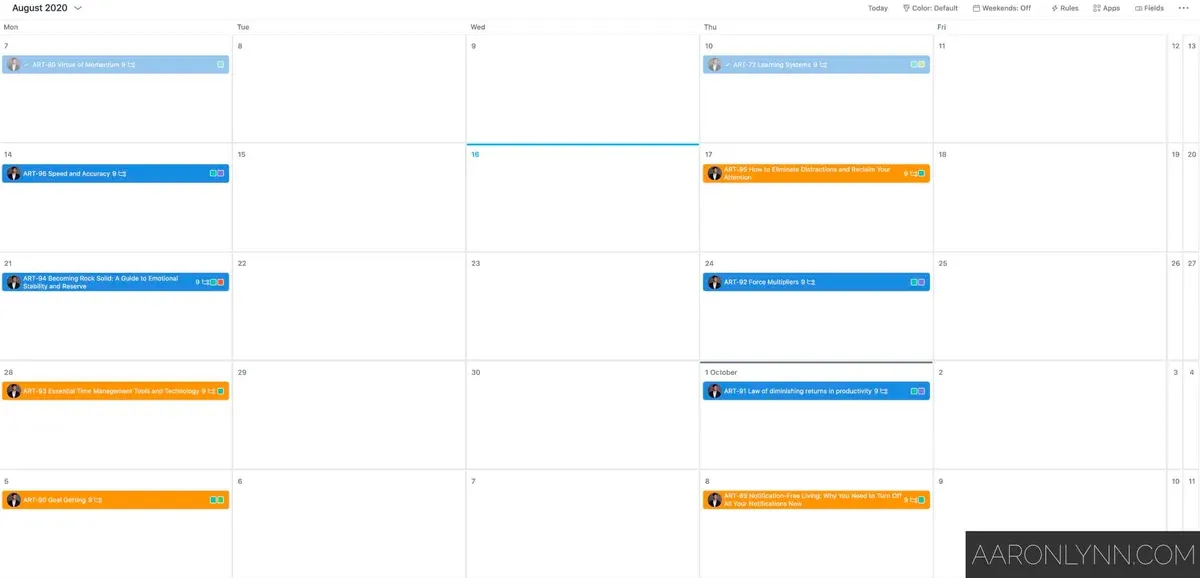 Asana Calendar View